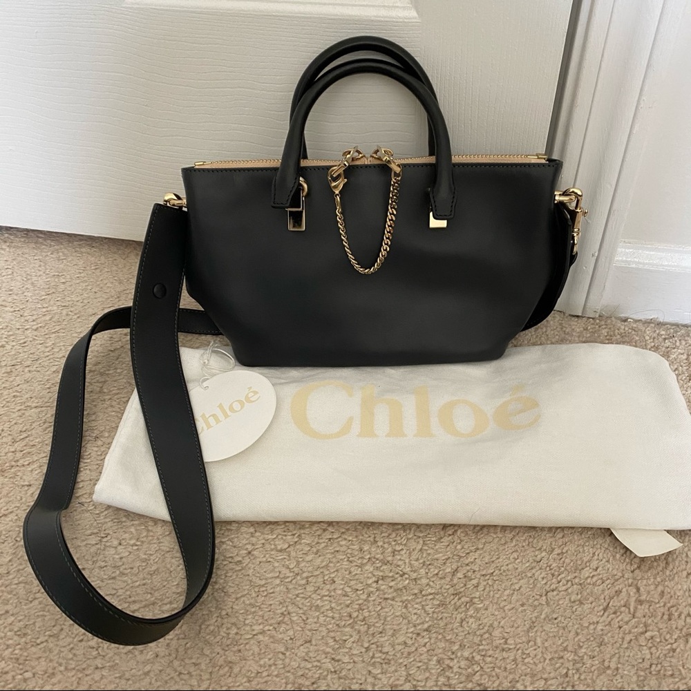 Chloe Baylee Mini Calfskin Satchel Bag Black/Grey